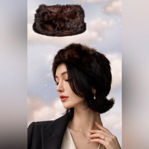 ✨ 🤎 Vintage Dark Genuine Brown Fur Headband